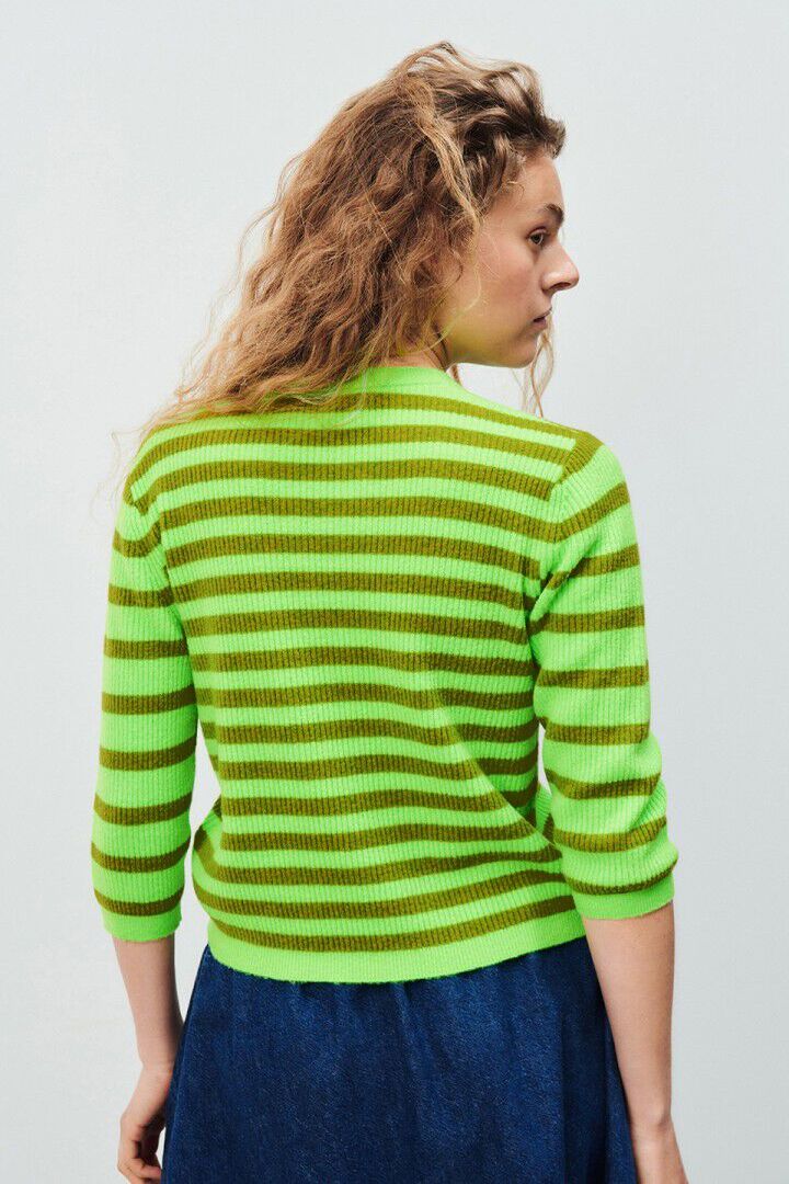 WOMEN'S JUMPER RAXOW FLUO GREEN STRIPED CHAMELEON MELANGE