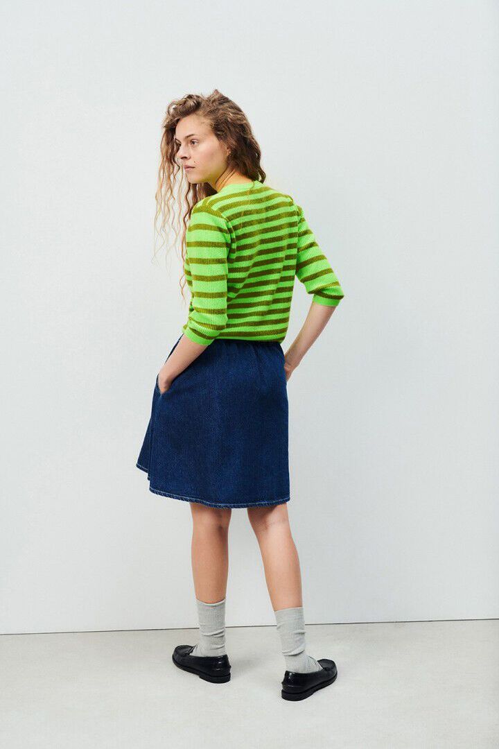 WOMEN'S JUMPER RAXOW FLUO GREEN STRIPED CHAMELEON MELANGE