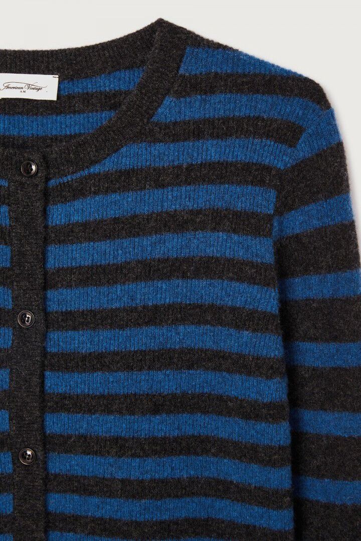 WOMEN'S CARDIGAN RAXOW OLYMPIAD STRIPED CHARCOAL MELANGE