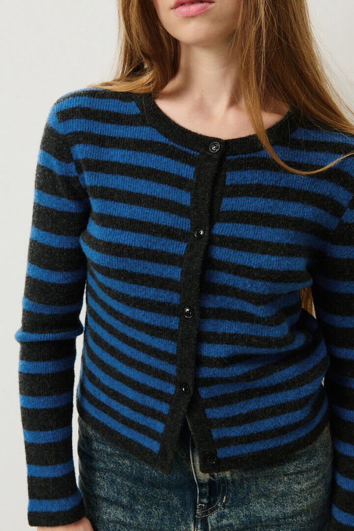 WOMEN'S CARDIGAN RAXOW OLYMPIAD STRIPED CHARCOAL MELANGE