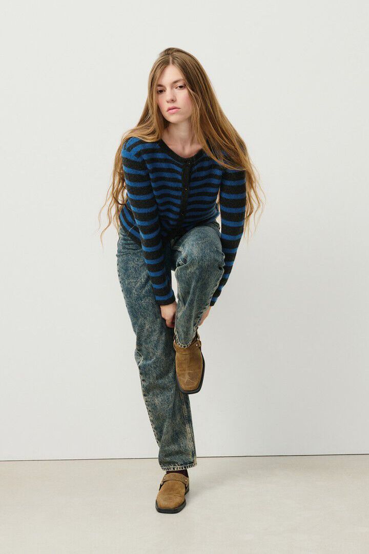 WOMEN'S CARDIGAN RAXOW OLYMPIAD STRIPED CHARCOAL MELANGE