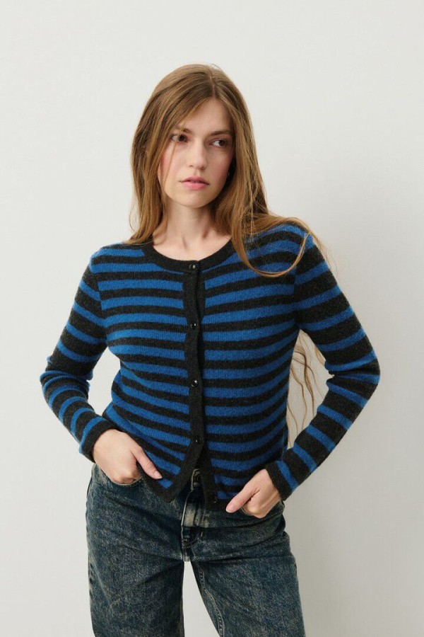 WOMEN'S CARDIGAN RAXOW OLYMPIAD STRIPED CHARCOAL MELANGE