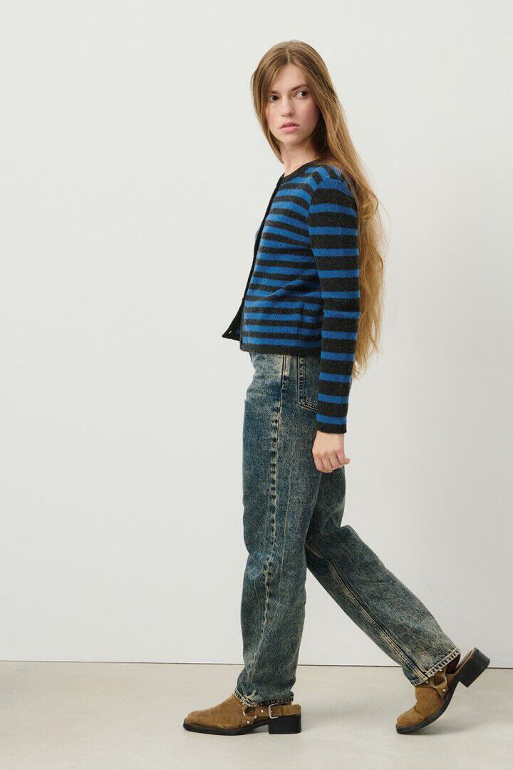 WOMEN'S CARDIGAN RAXOW OLYMPIAD STRIPED CHARCOAL MELANGE