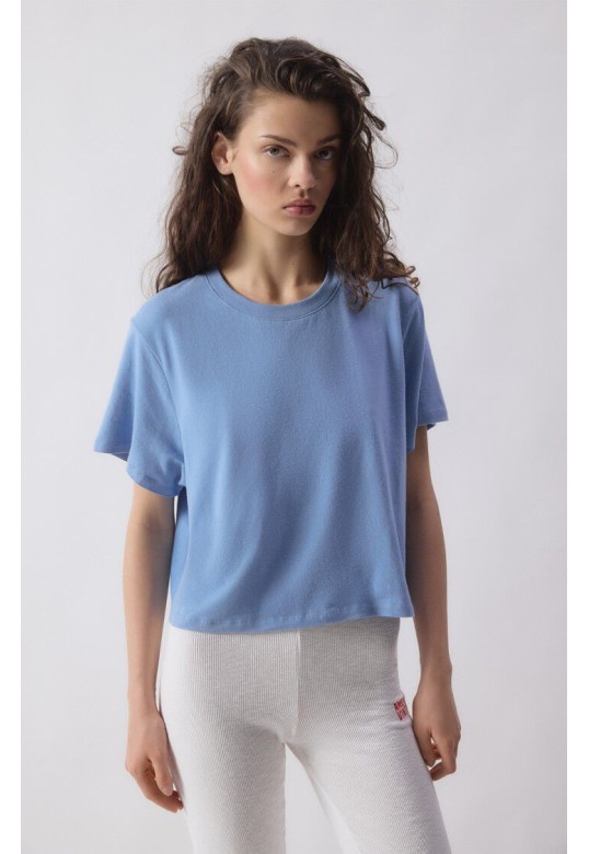 YPAWOOD WOMEN'S T-SHIRT BLUE MELANGE