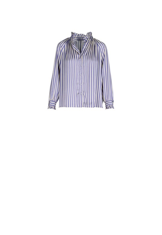 Striped ruffle collar shirt purple