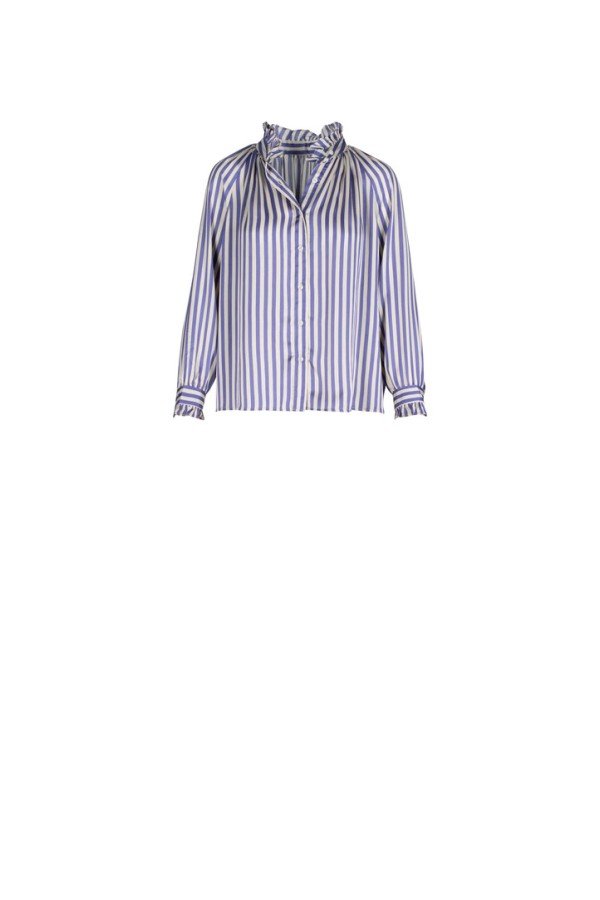 Striped ruffle collar shirt purple