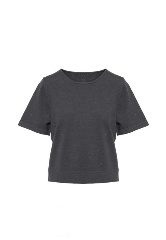 Shortsleeve knitted top Black