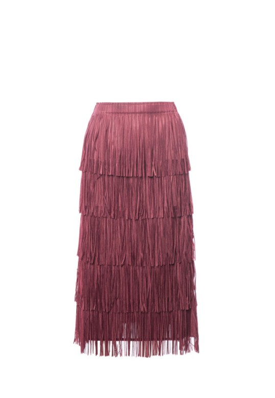 Midi fringes skirt Bordeaux