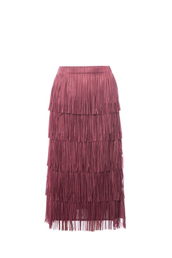 Midi fringes skirt Bordeaux
