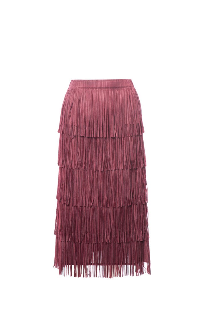 Midi fringes skirt Bordeaux