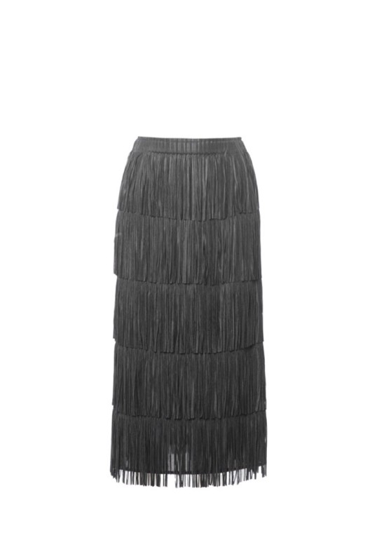 Midi fringes skirt Black