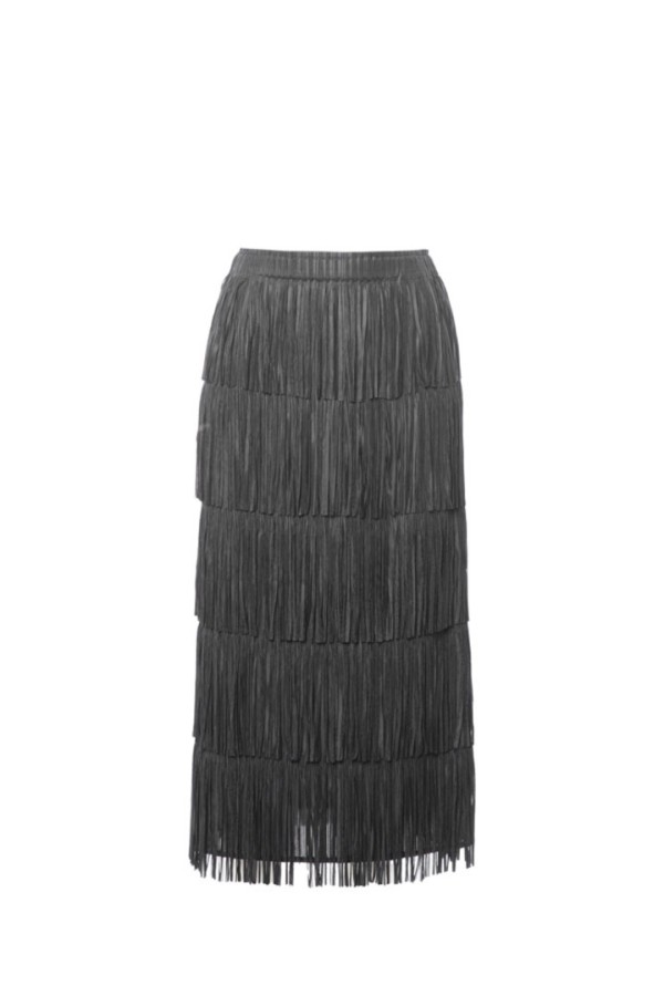 Midi fringes skirt Black