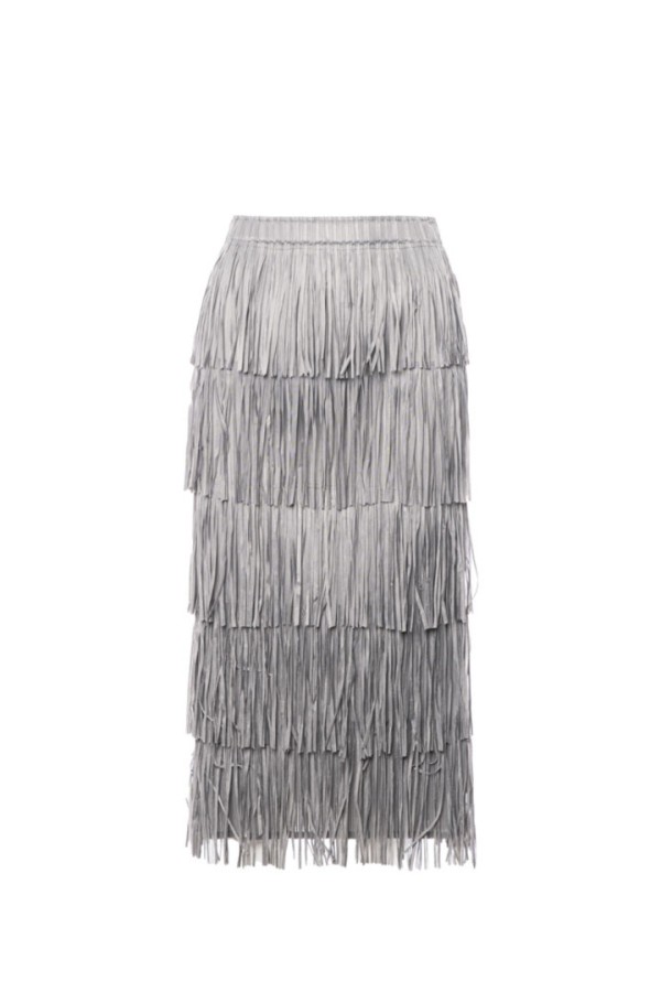 Midi fringes skirt Grey