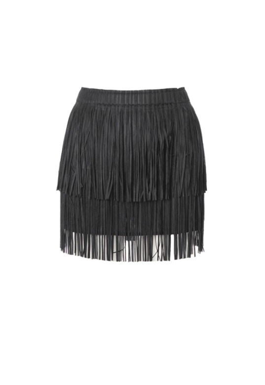 Mini fringes skirt Black