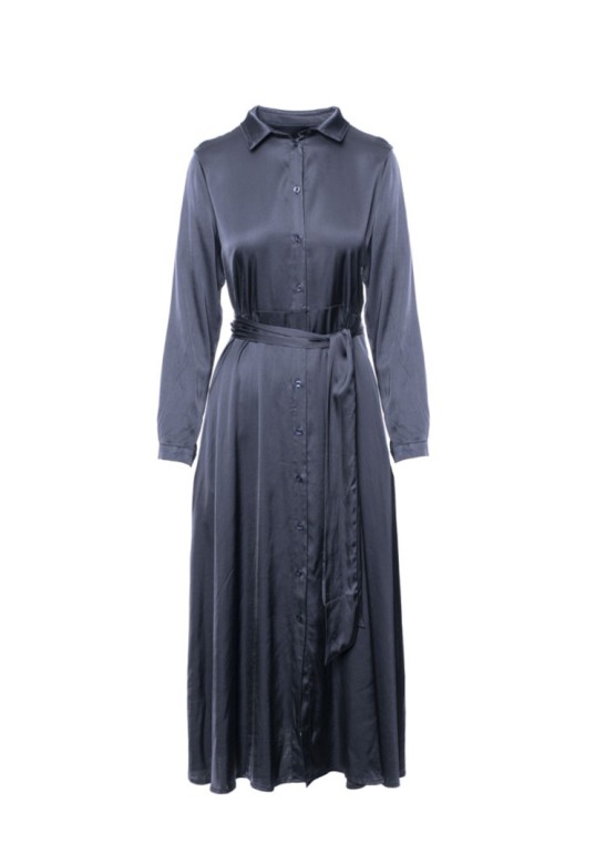 STRETCH LONG SHIRT DRESS BLUE