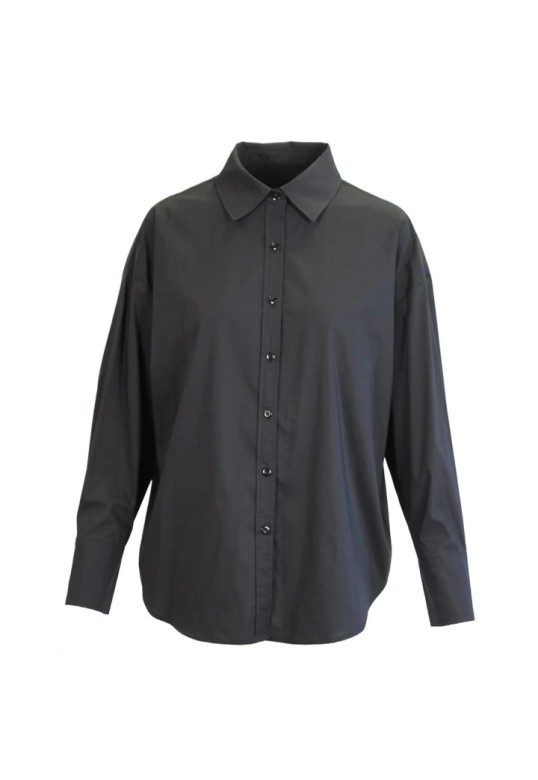 Cotton plain shirt Black
