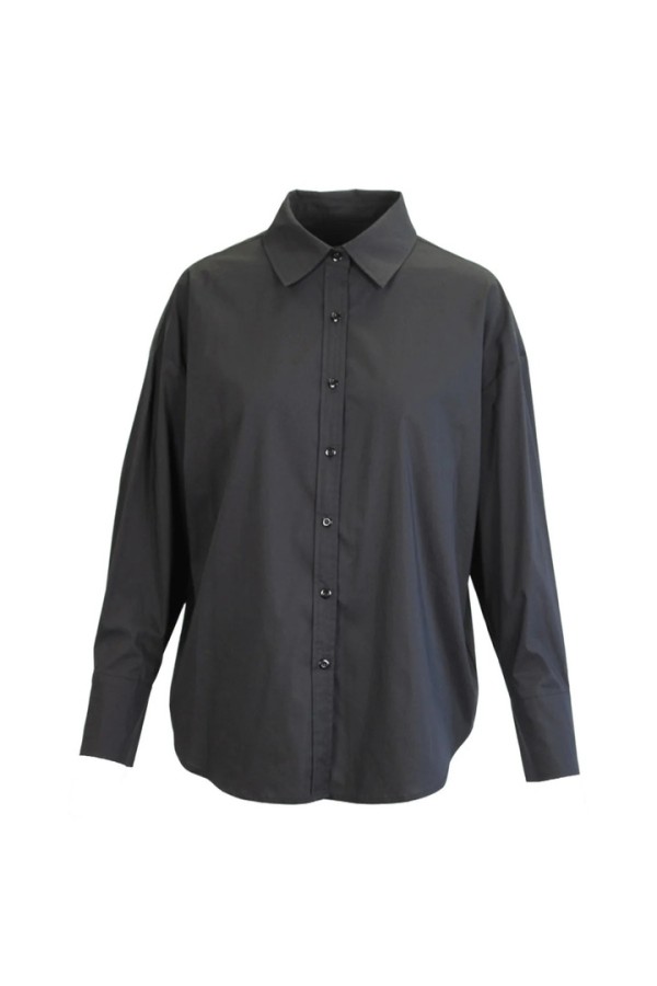 Cotton plain shirt Black