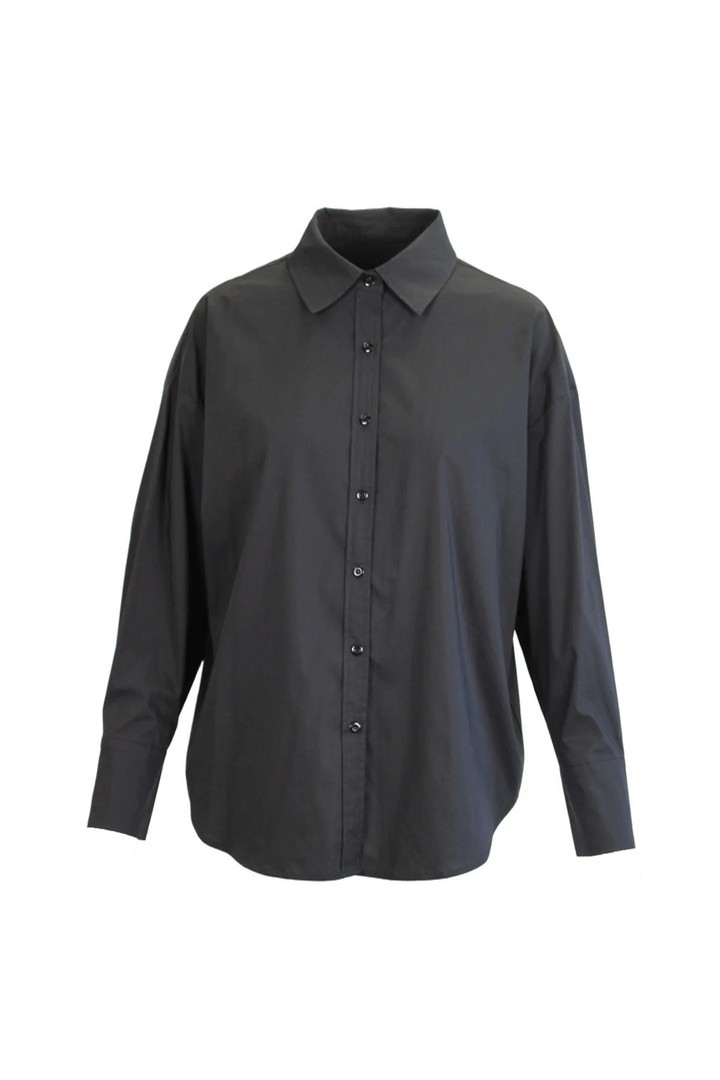Cotton plain shirt Black