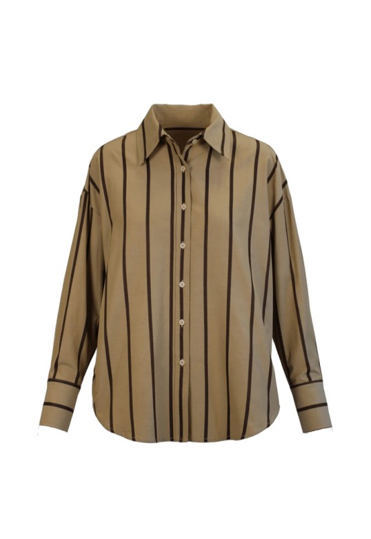 Cotton stripe shirt peanut