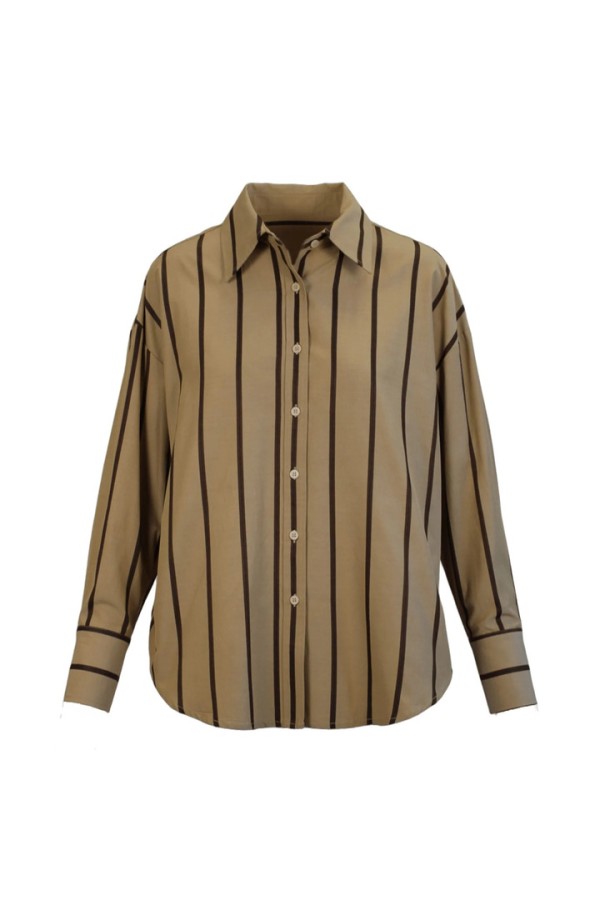 Cotton stripe shirt peanut