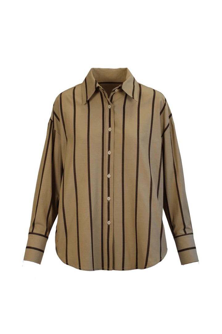 Cotton stripe shirt peanut