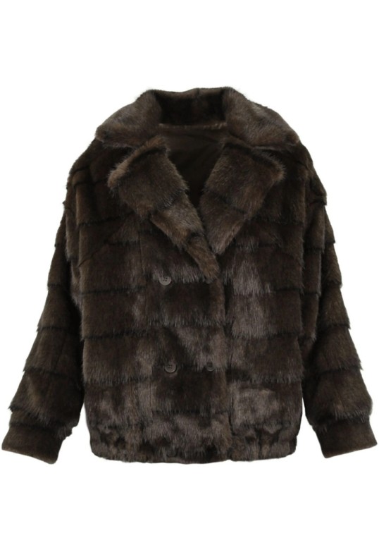 Stripe fur fur bomber Choco