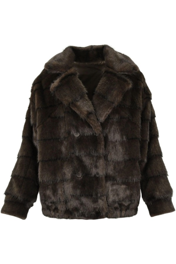 Stripe fur fur bomber Choco