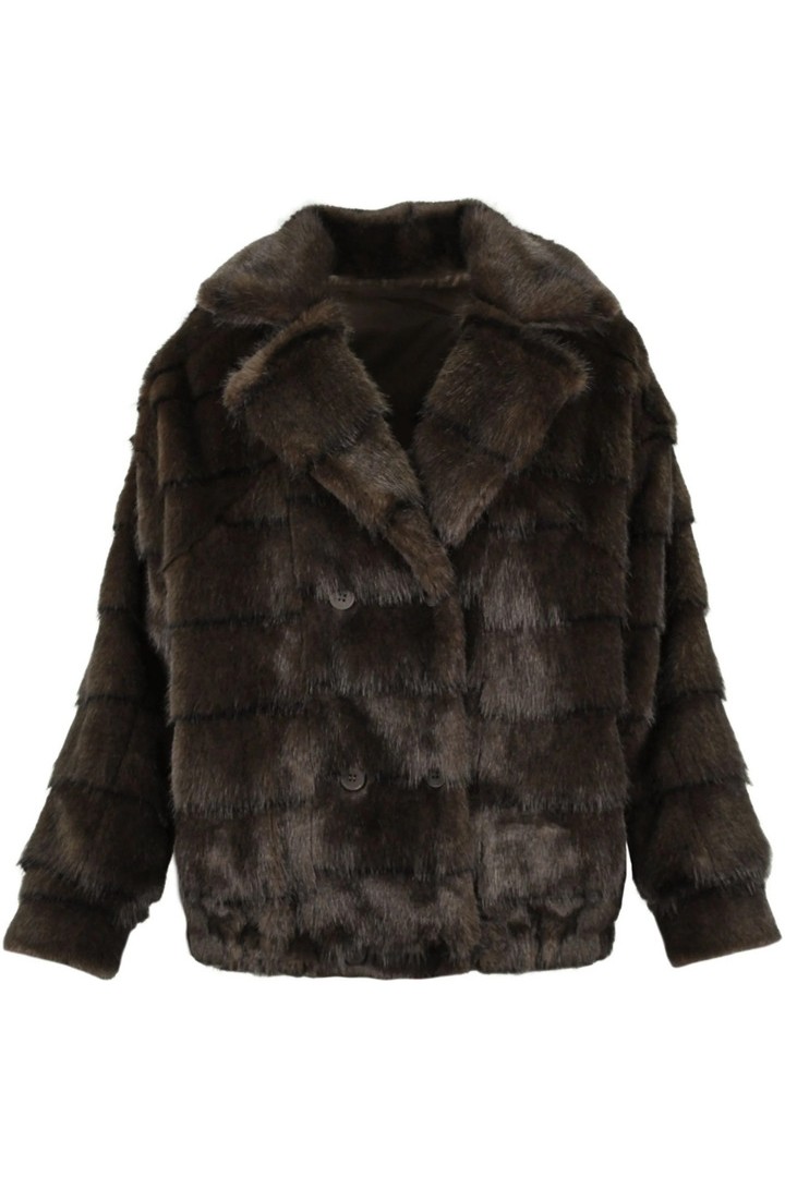 Stripe fur fur bomber Choco