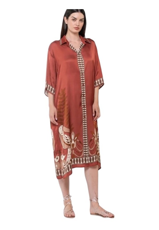 MARRAKESH SHORT SLEEVE DRESS BRICK