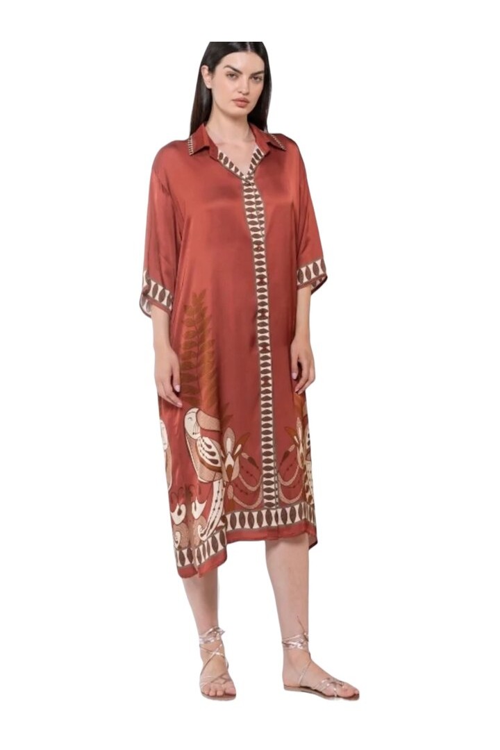 MARRAKESH SHORT SLEEVE DRESS BRICK