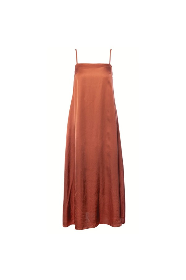 Viscose Satin Longdress Brick