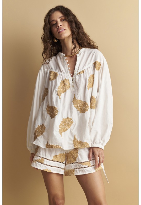EMBROIDERED BLOUSE AUGUST BEIGE