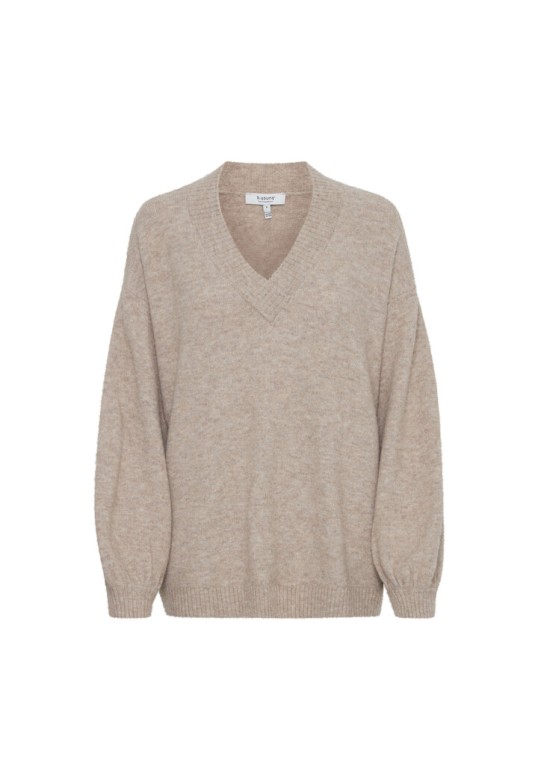 BYOMEA SWEATER V-NECK BEIGE