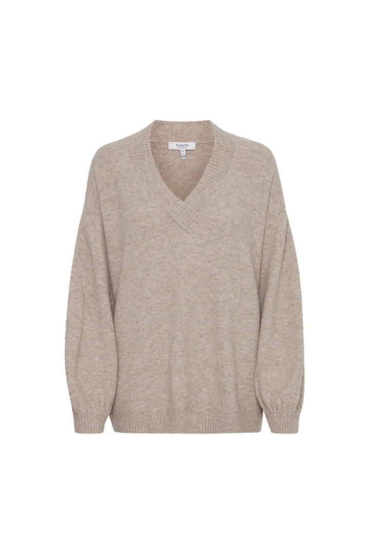 BYOMEA SWEATER V-NECK BEIGE