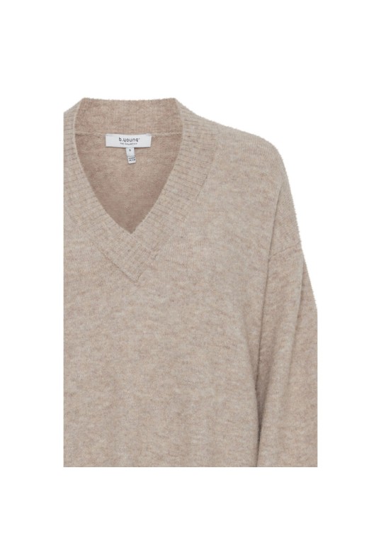 BYOMEA SWEATER V-NECK BEIGE