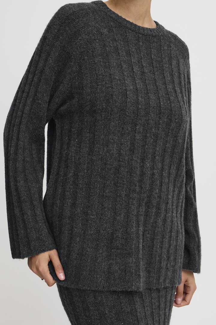 BYMARIANNE PULLOVER DARK GREY MELANGE