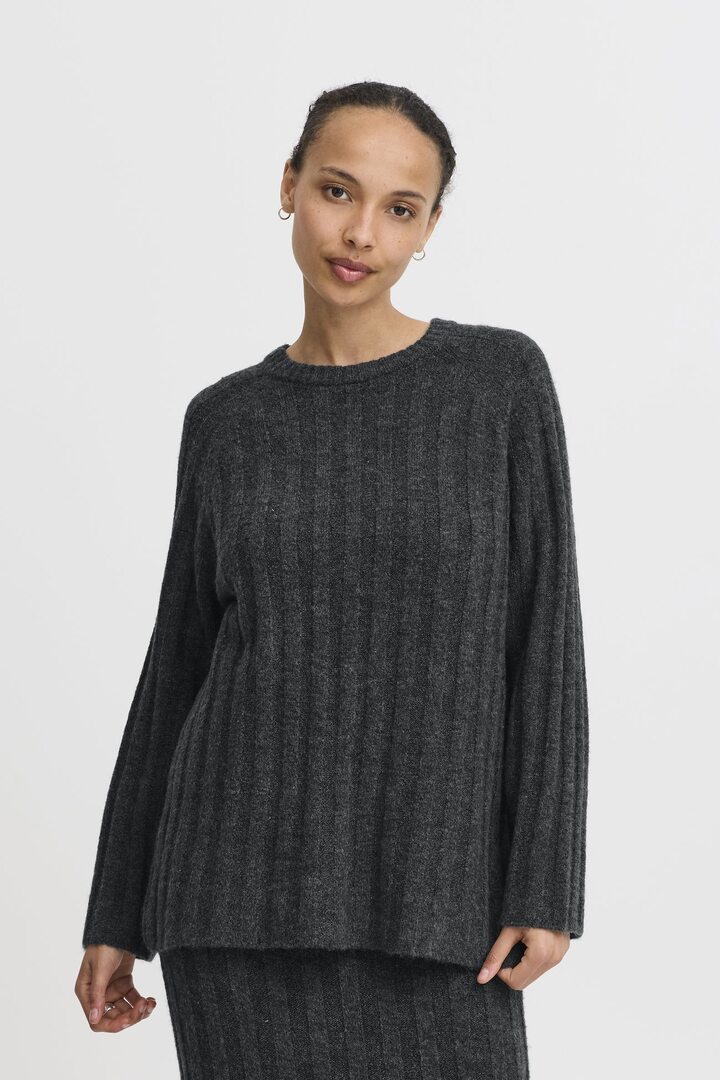 BYMARIANNE PULLOVER DARK GREY MELANGE