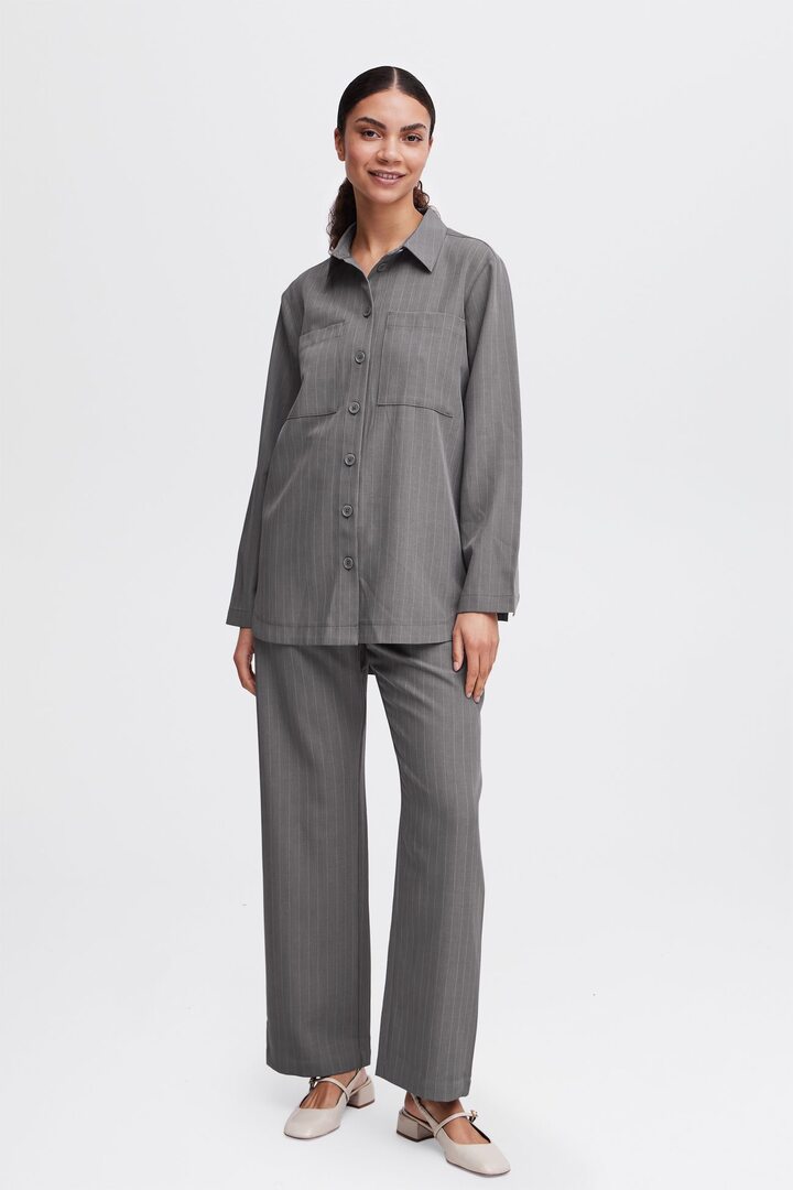 BYMMIDDE SHIRT GREY MEL. PINSTRIPE MIX