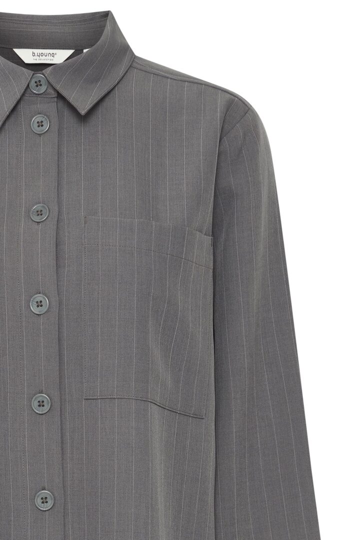 BYMMIDDE SHIRT GREY MEL. PINSTRIPE MIX