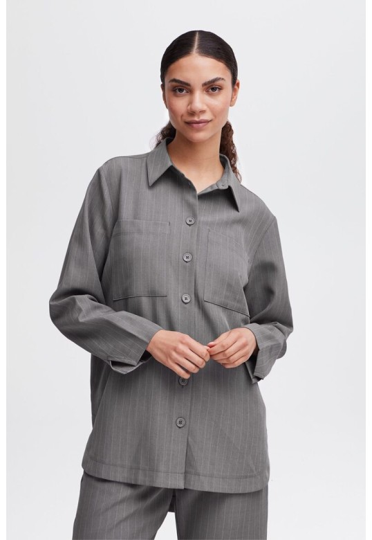 BYMMIDDE SHIRT GREY MEL. PINSTRIPE MIX