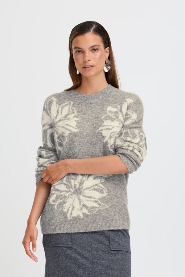 BYOMEA Pullover Mid Grey Melange Mix