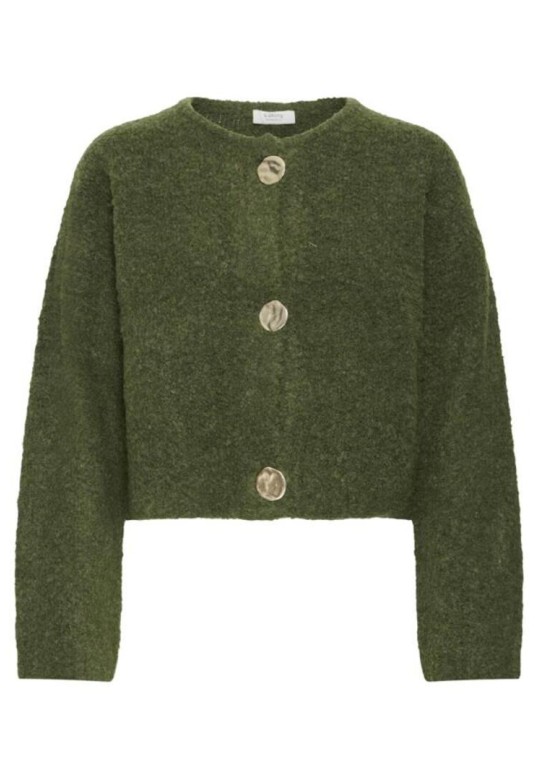 BYOMANTA CARDIGAN MILITARY OLIVE MELANGE