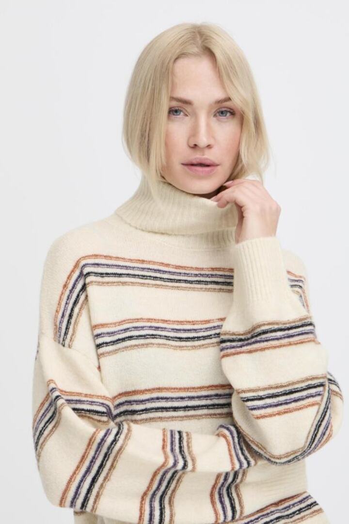 BYMONNA PULLOVER BIRCH MELANGE STRIPE
