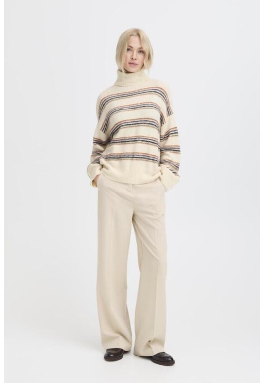 BYMONNA PULLOVER BIRCH MELANGE STRIPE