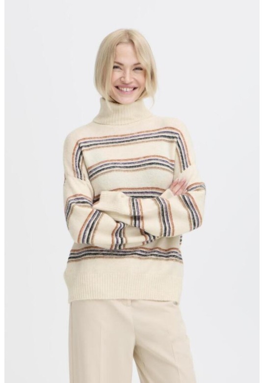 BYMONNA PULLOVER BIRCH MELANGE STRIPE