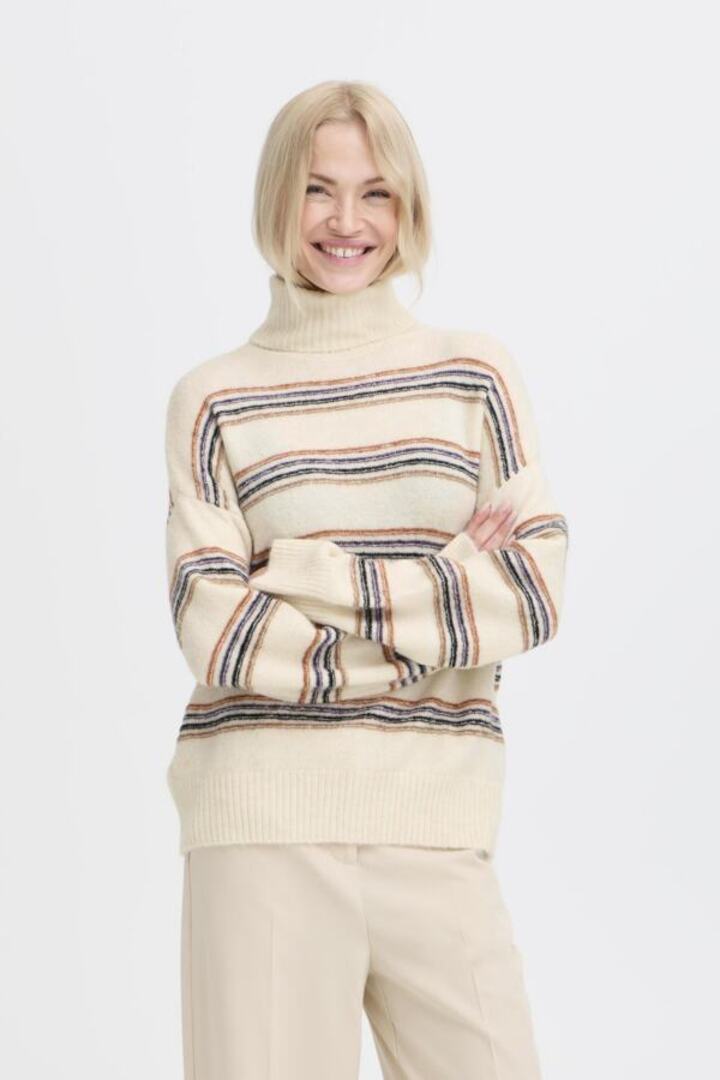 BYMONNA PULLOVER BIRCH MELANGE STRIPE