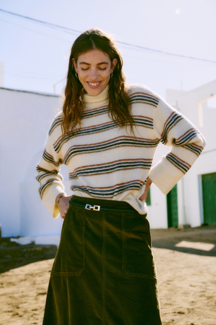 BYMONNA PULLOVER BIRCH MELANGE STRIPE