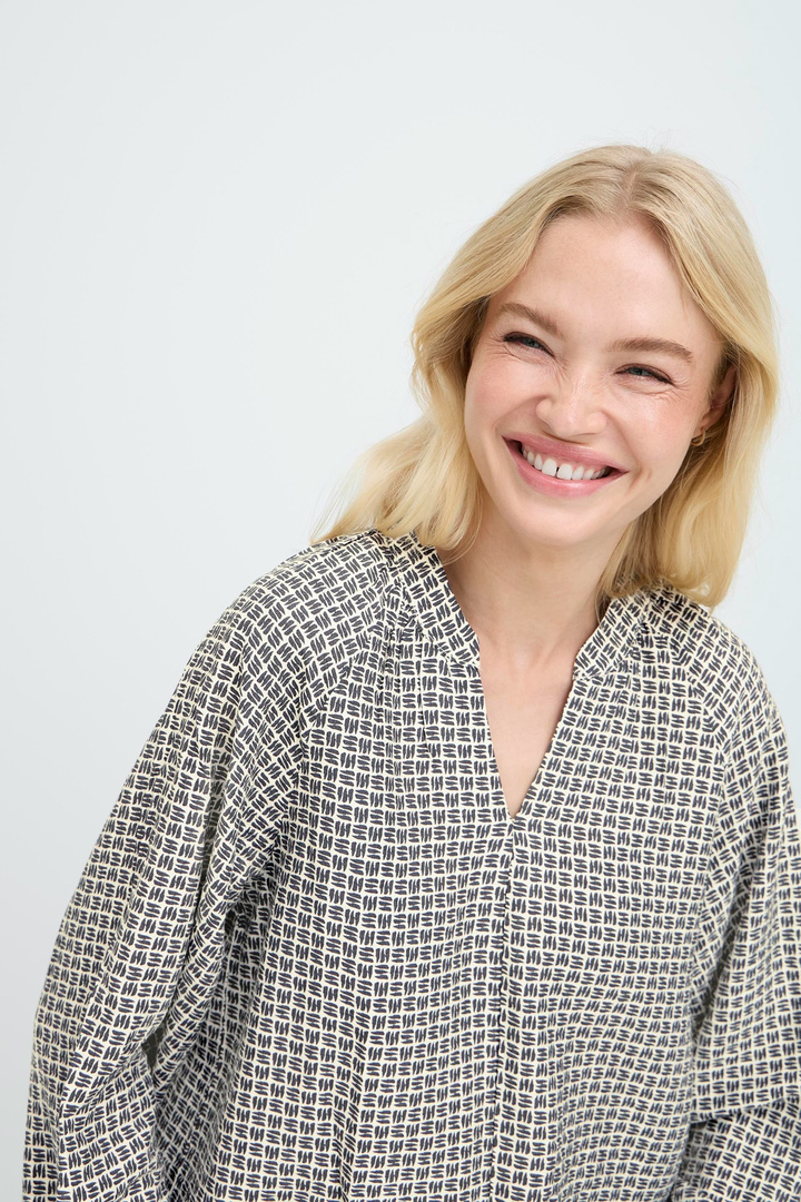 BYIKAIA BLOUSE ASPHALT GEOMETRIC