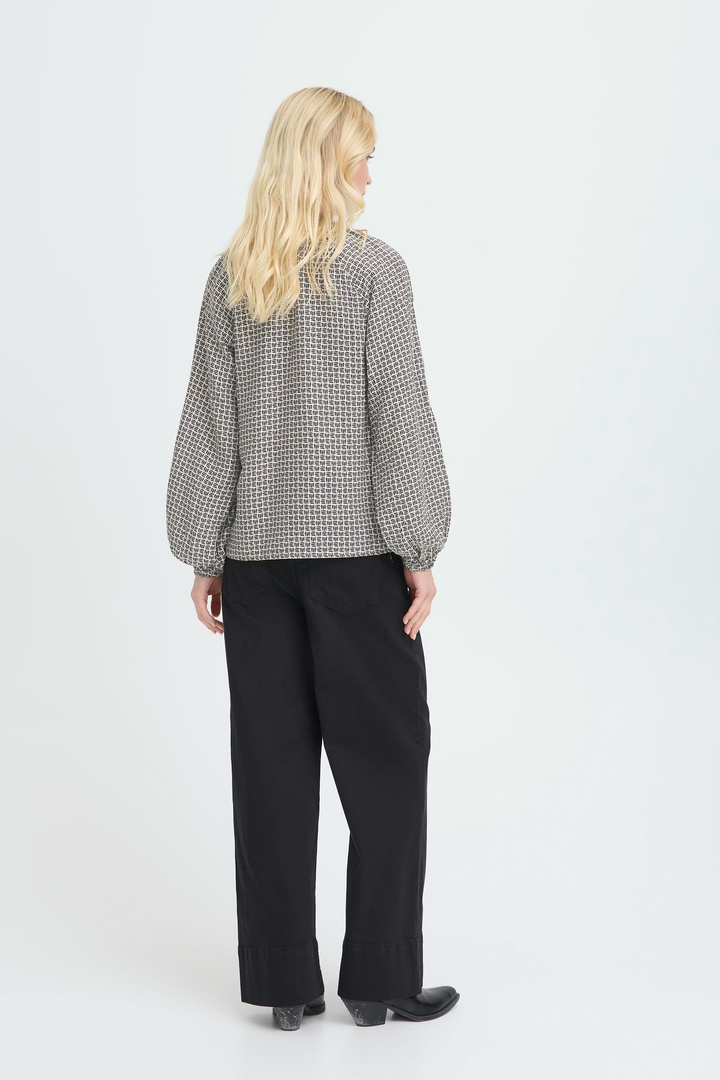 BYIKAIA BLOUSE ASPHALT GEOMETRIC