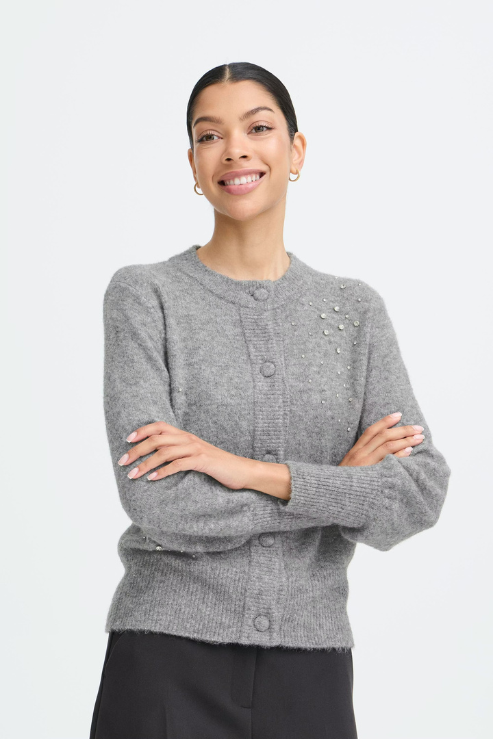 BYOMEA Cardigan Mid Grey Melange